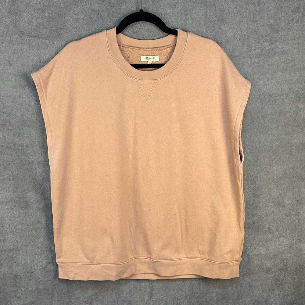 Madewell Top Womens XL Tan Resourced Cotton Short Sleeve Relaxed Sweatshirt - Picture 2 of 14